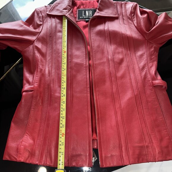LNR Womens Red Leather Jacket With Zipper Front & High Collar XL - Picture 13 of 14